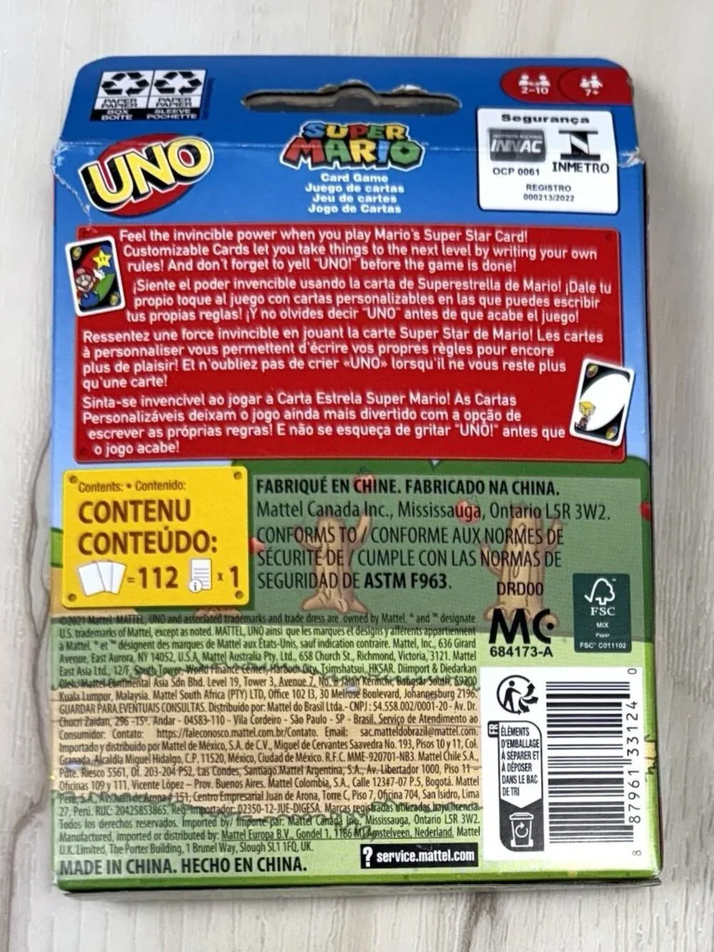 Mattel UNO Super Mario Edition Family Card Game Gift 2-10 Players Age 7+ NIB NEW